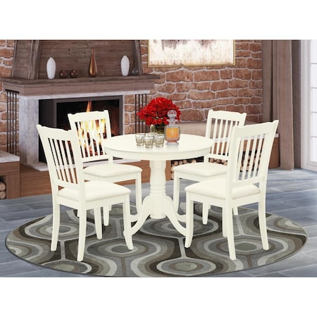 East West Furniture 5 Piece Antique Dining Set - Linen White ANDA5-LWH-C